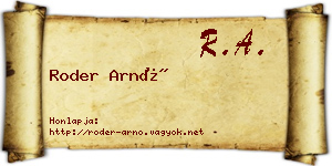 Roder Arnó névjegykártya